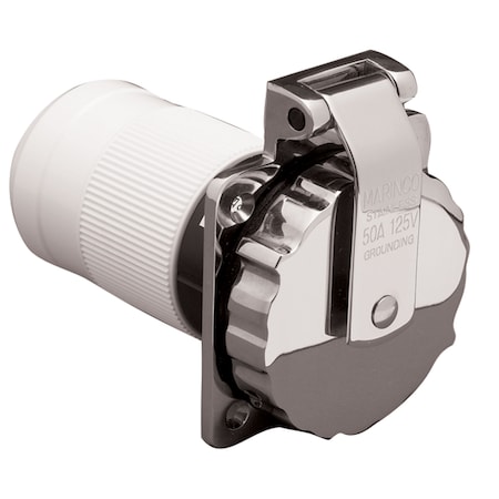 Parkpower By Marinco ParkPower 6373EL-BRV Stainless Steel Square Power Inlet - 50 Amp 6373EL-BRV